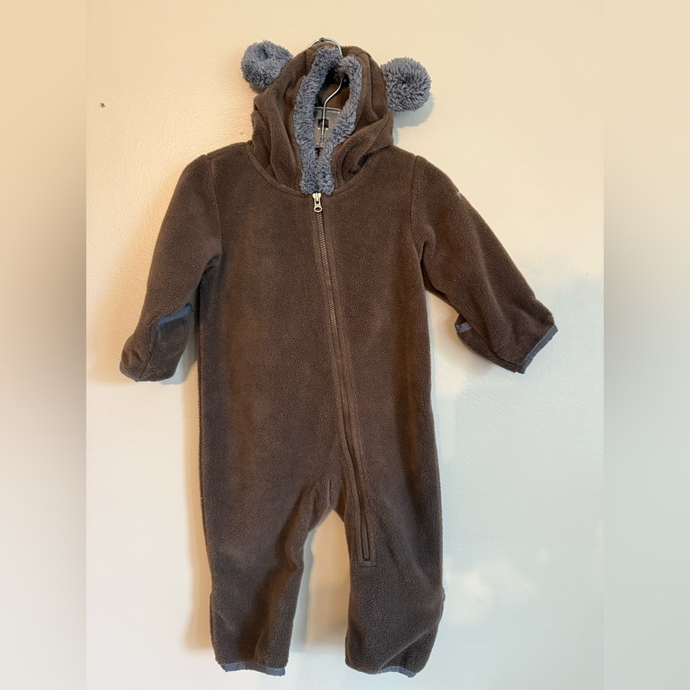 Columbia Brown Fleece Kids Winter onesie snowsuit size 6-12 mo